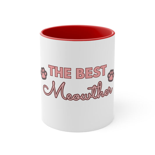 Cute Cat Lover Accent Mug - 'The Best Meowther' Gift for Pet Moms