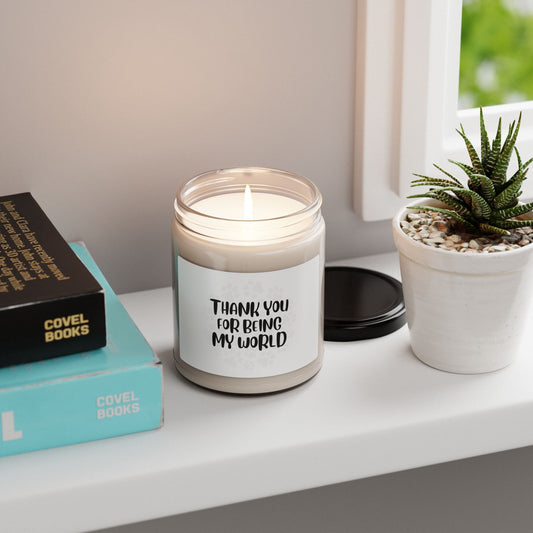 Scented Soy Candle - "Thank You for Being My World" - Perfect Gift for Pet Lovers